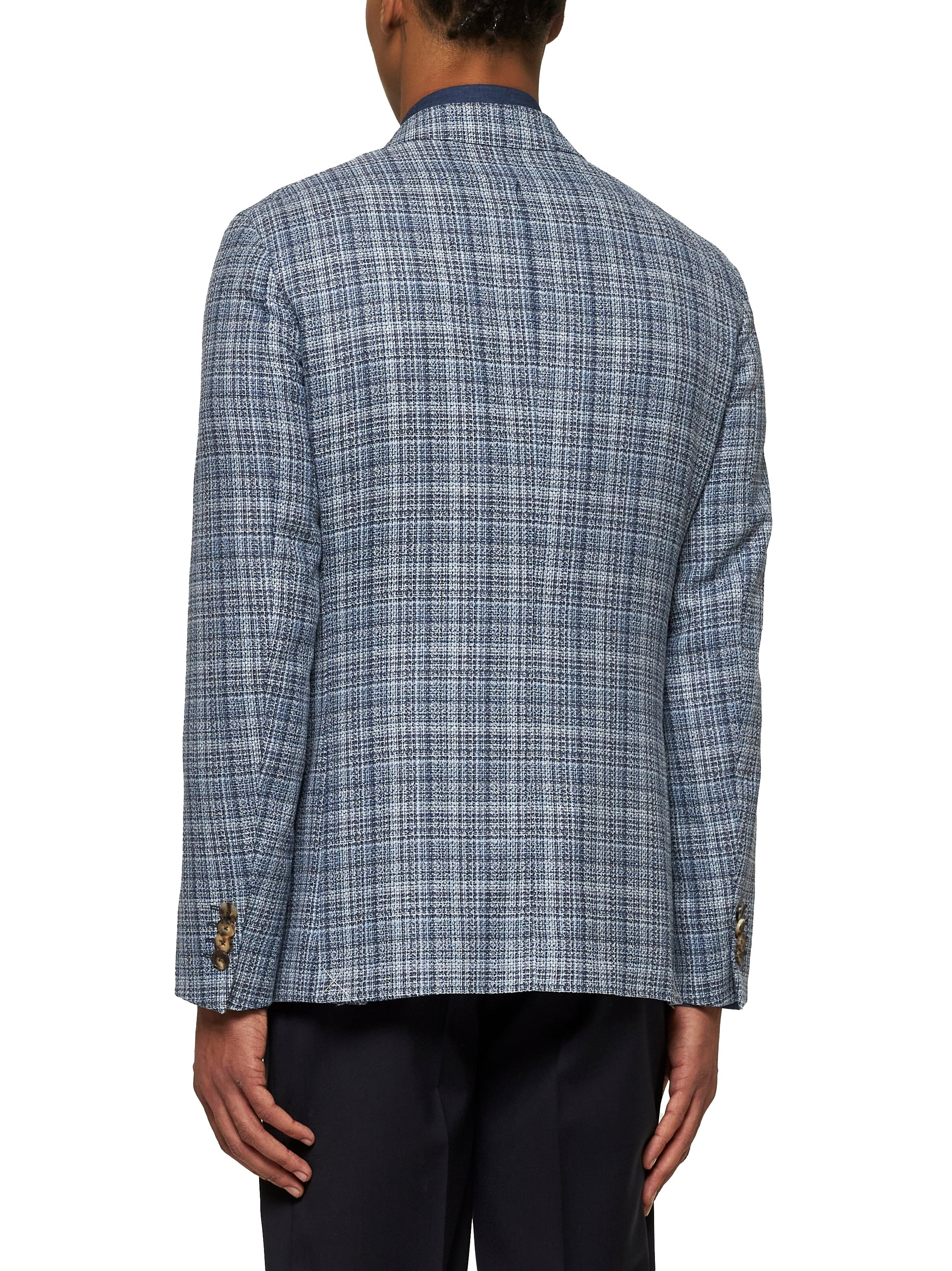 Etro Men Blue Tweed Single-Breasted Blazer - 4