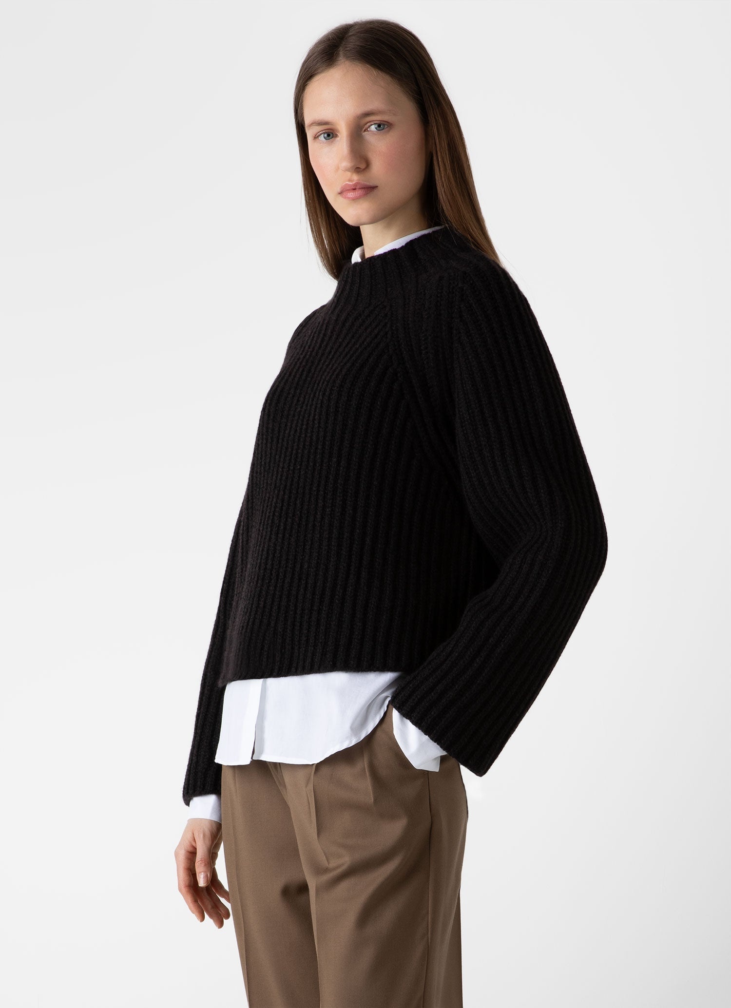 Lambswool Chunky Funnel Neck Jumper - 2