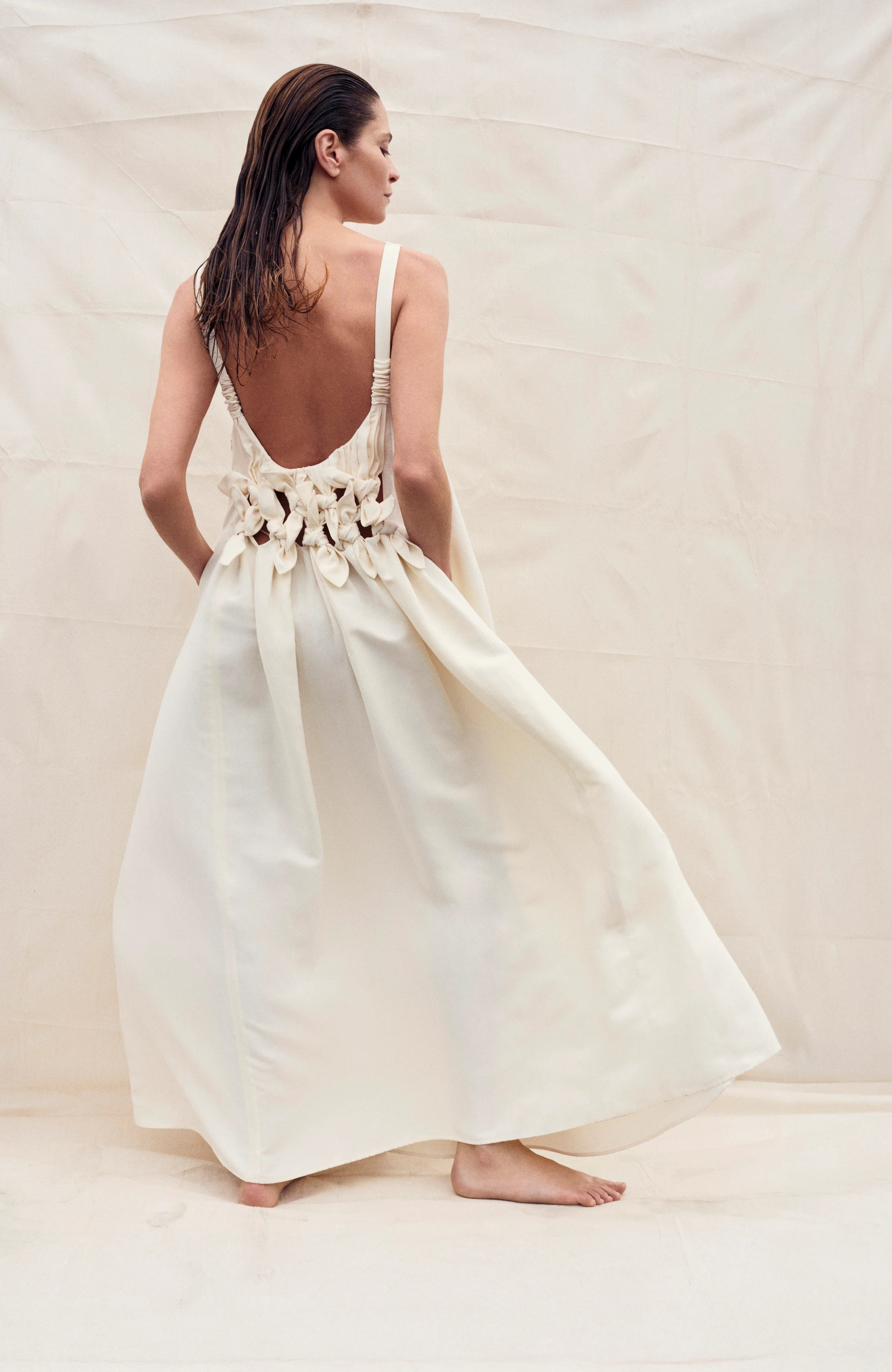 Aras Maxi Dress in Ivory Linen Silk - 2