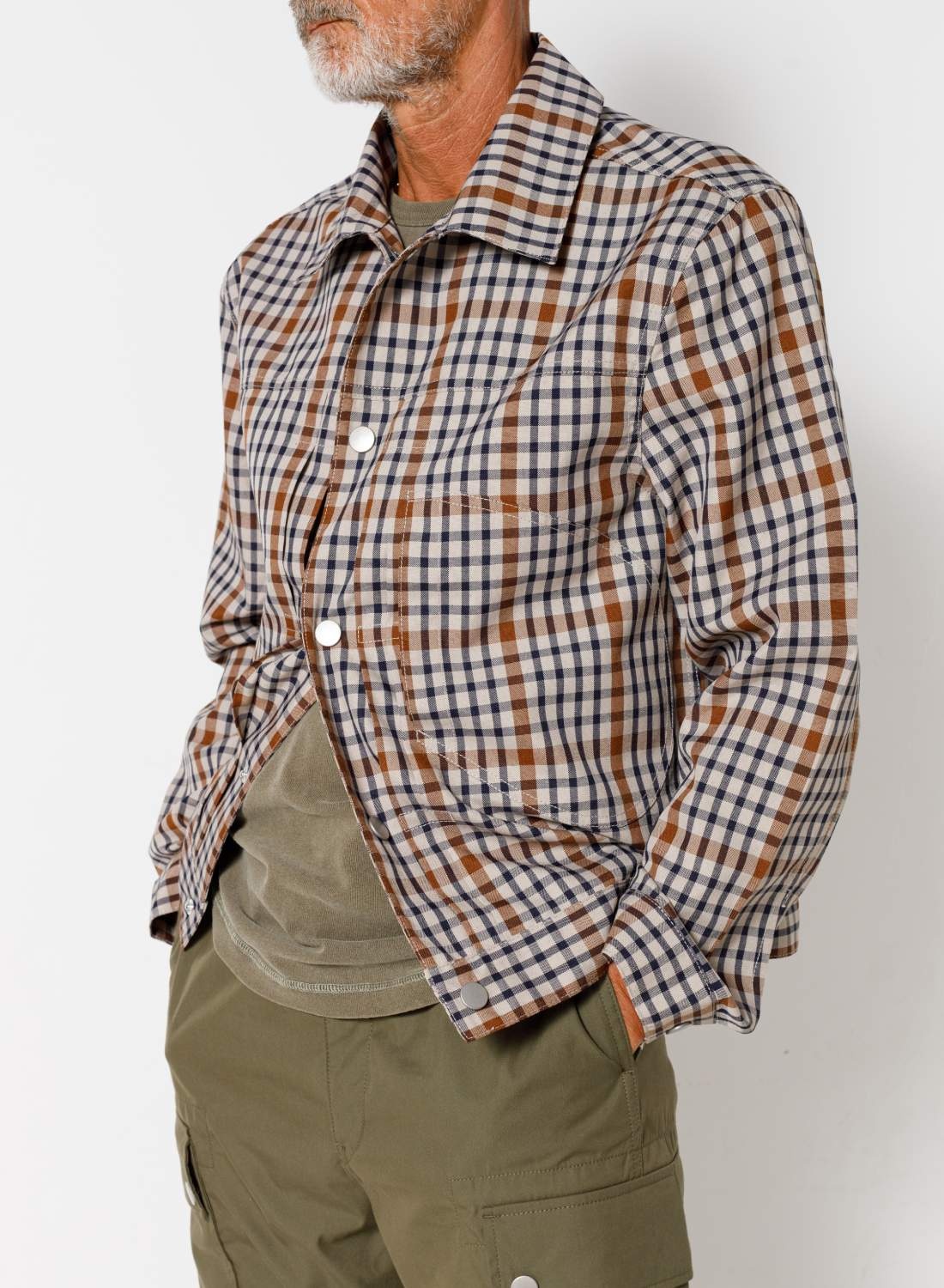 Japanese S Type 1 Jacket in Stone Check - 3