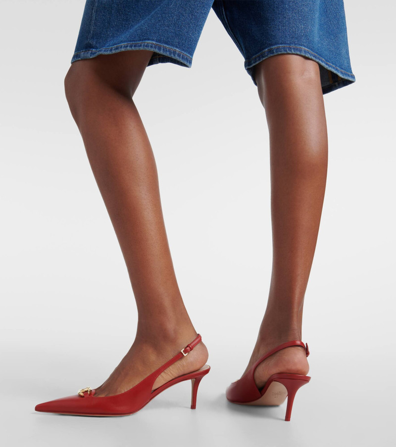 VLogo Signature leather slingback pumps 7
