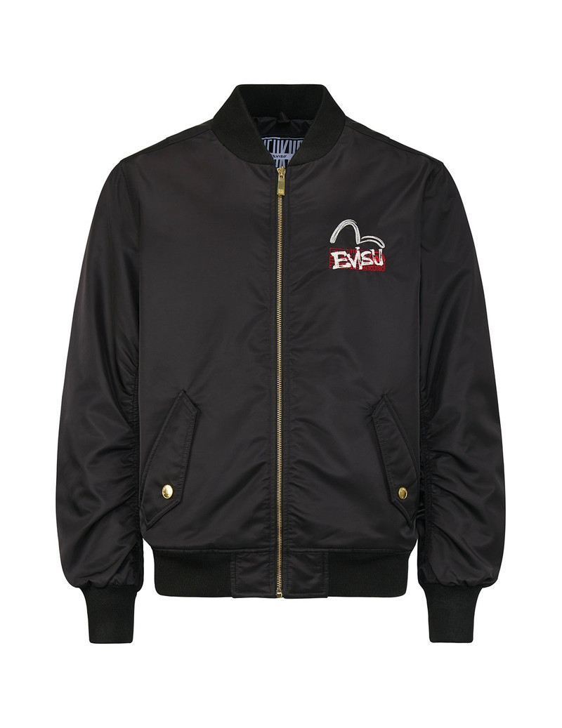 Multi-Layered Graphics Print Padded Bomber Jacket 1