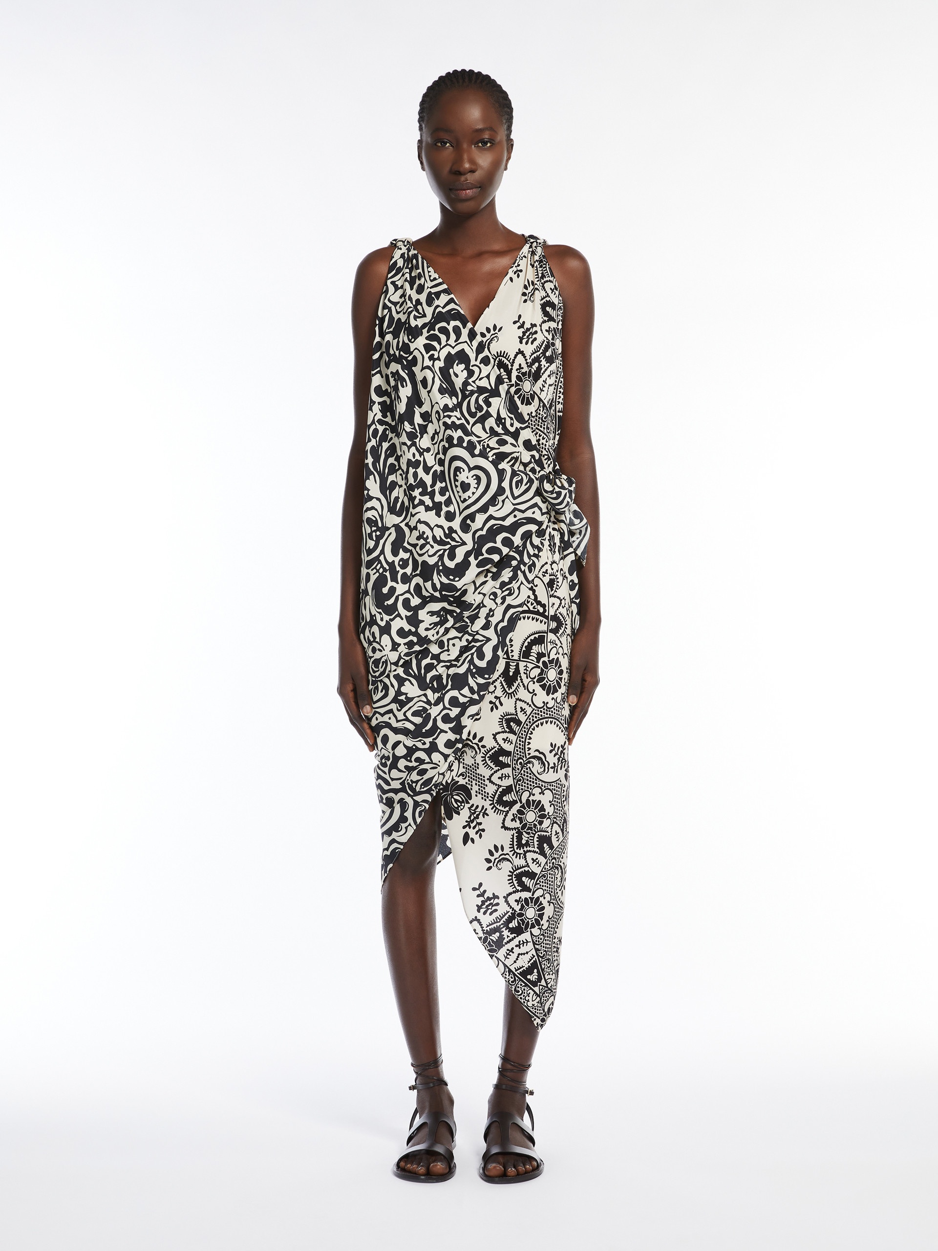 CANTONE Asymmetric crêpe de Chine dress - 3