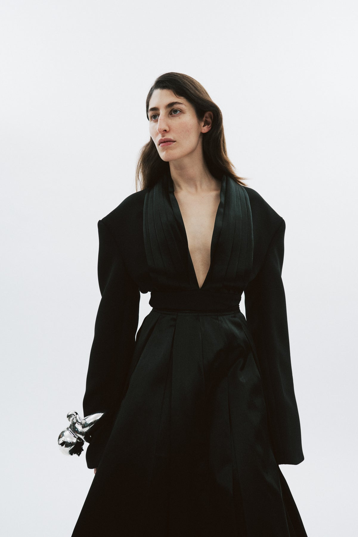SATIN PANELLED SKIRT BLACK - 7