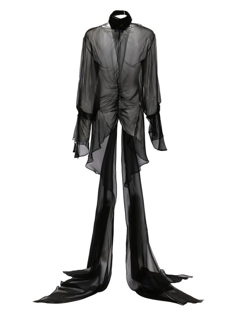 MUGLER draped silk top outlook