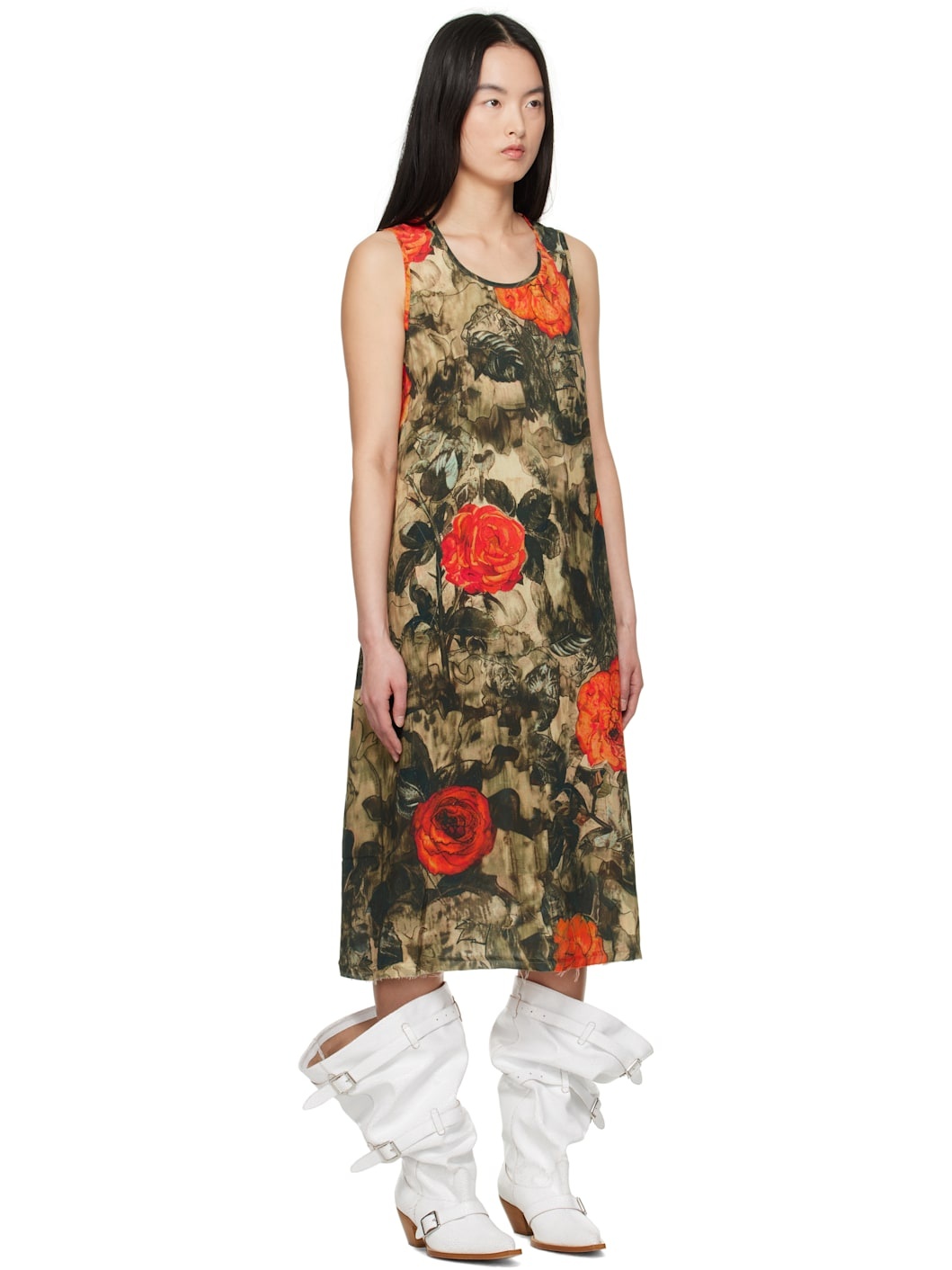 Khaki Sleeveless Midi Dress - 2