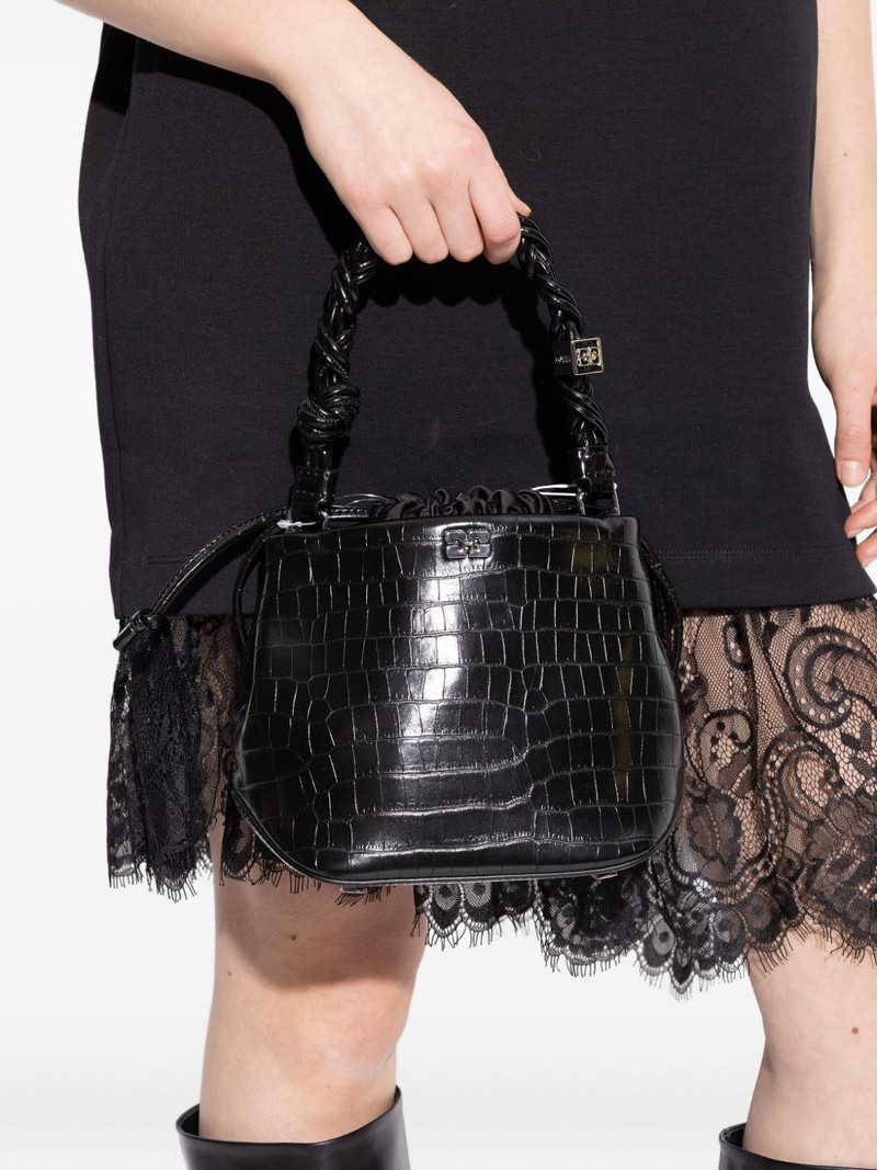 GANNI crocodile-embossed leather tote bag outlook