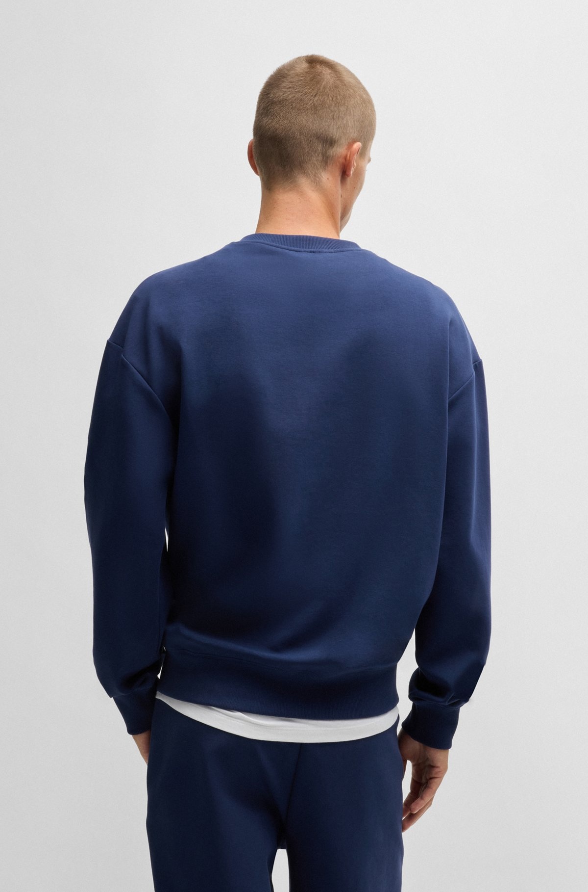 STRETCH-COTTON REGULAR-FIT SWEATSHIRT WITH STACKED LOGO - 5