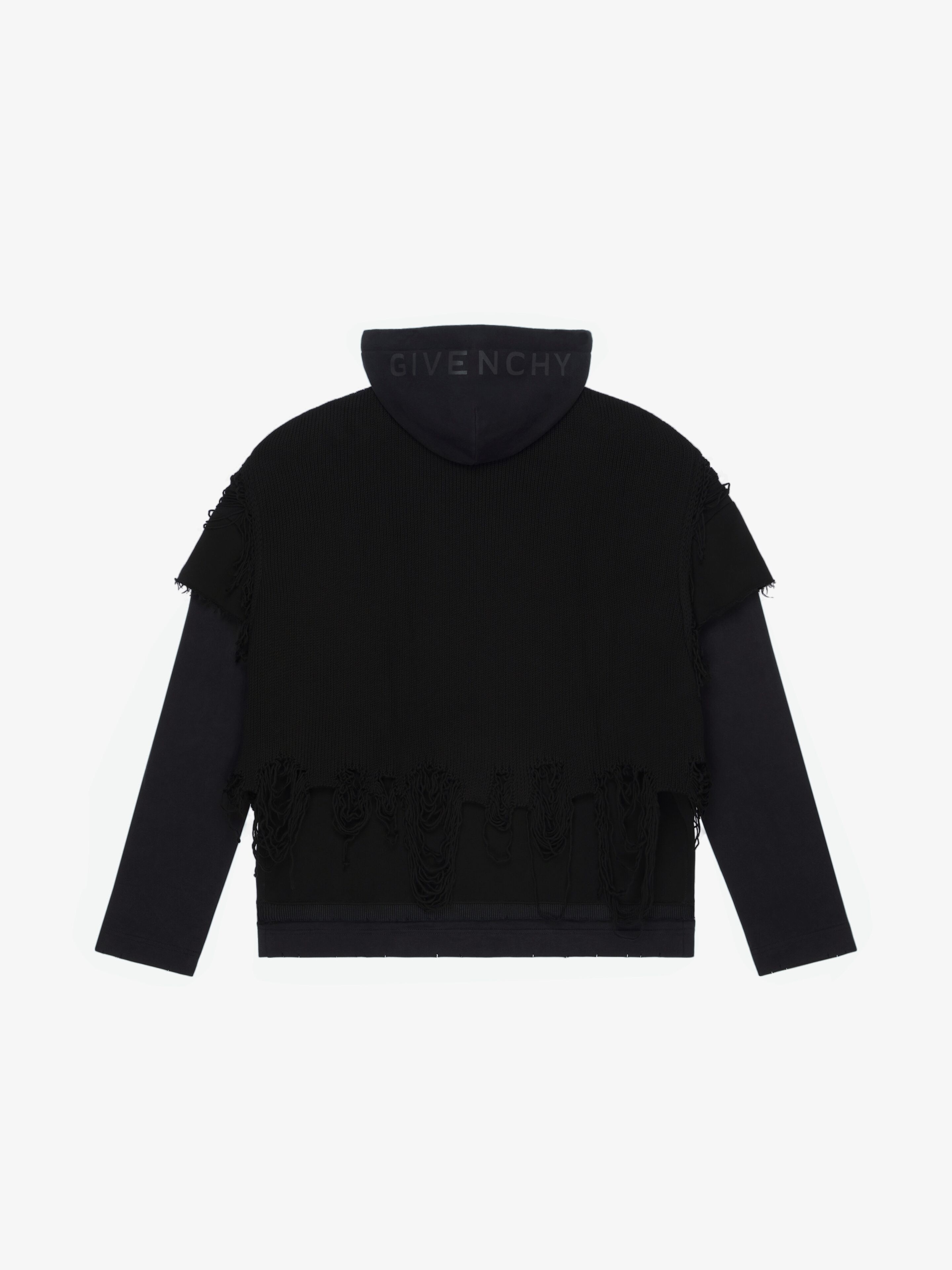 OVERLAPPED HOODIE IN DESTROYED JERSEY KNIT - 3