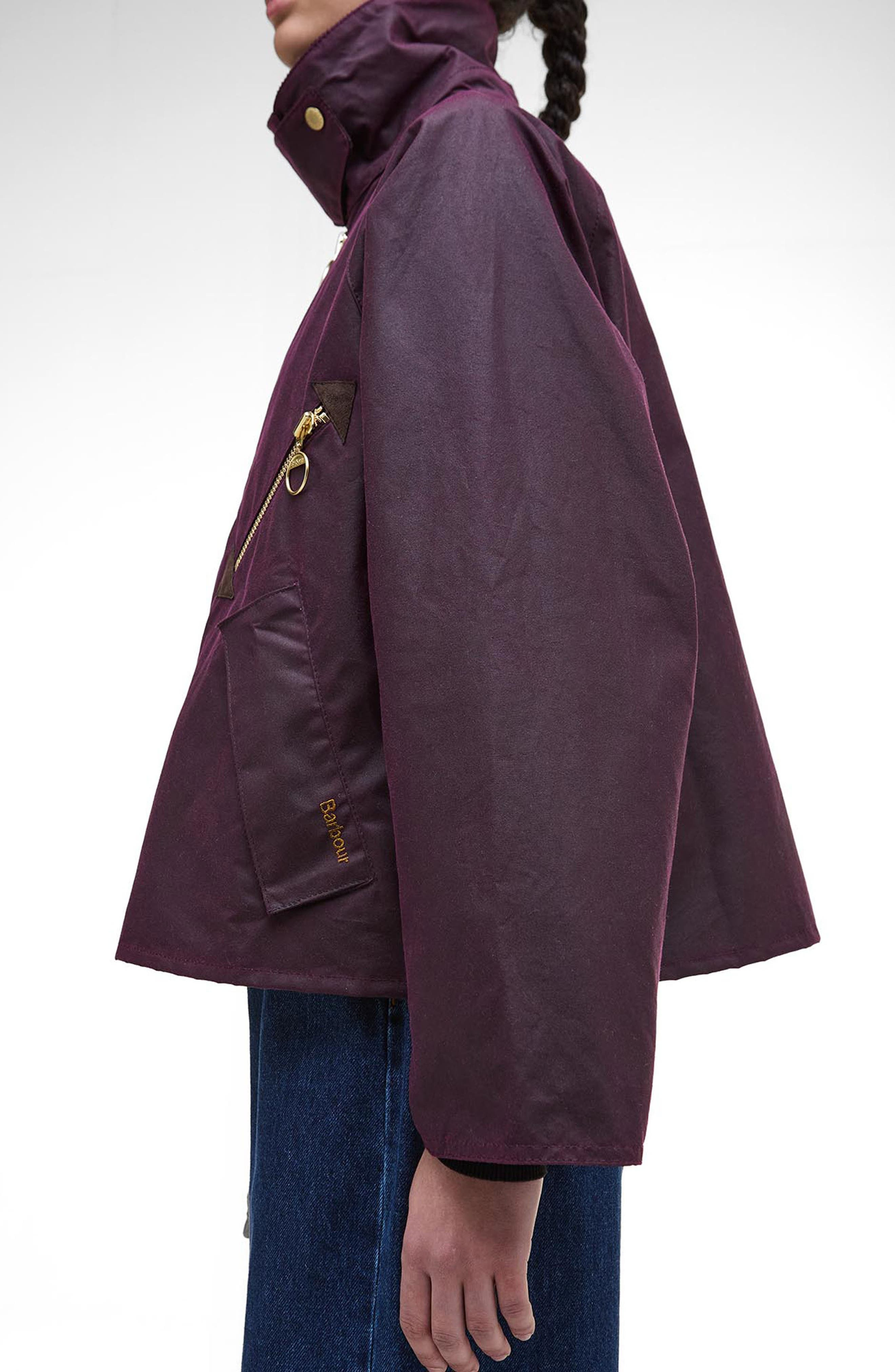Barbour Arlene Water Repellent Waxed Jacket in Merlot/Muted Tartan at Nordstrom - 3
