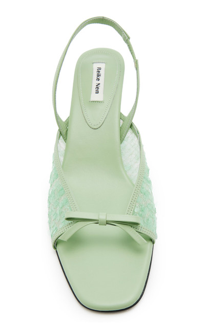 REIKE NEN Nabi Bow-Detailed Sequined-Mesh Slingback Sandals green outlook