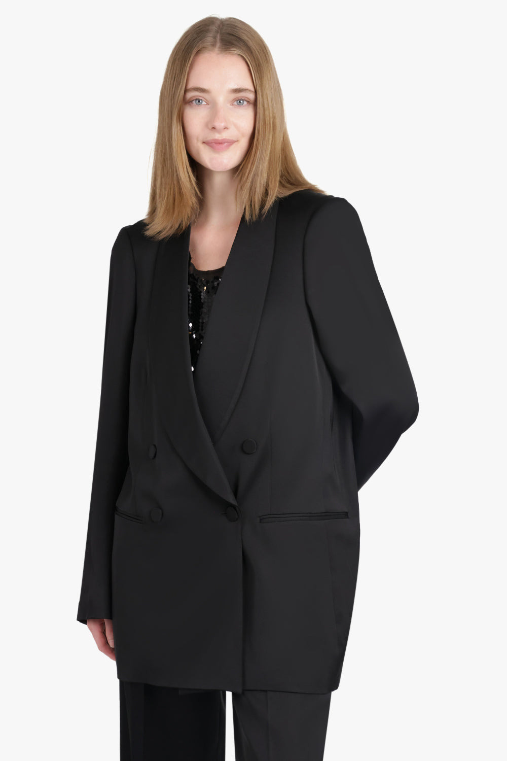 BLINKER DOUBLE BREASTED LONG JACKET | BLACK - 7