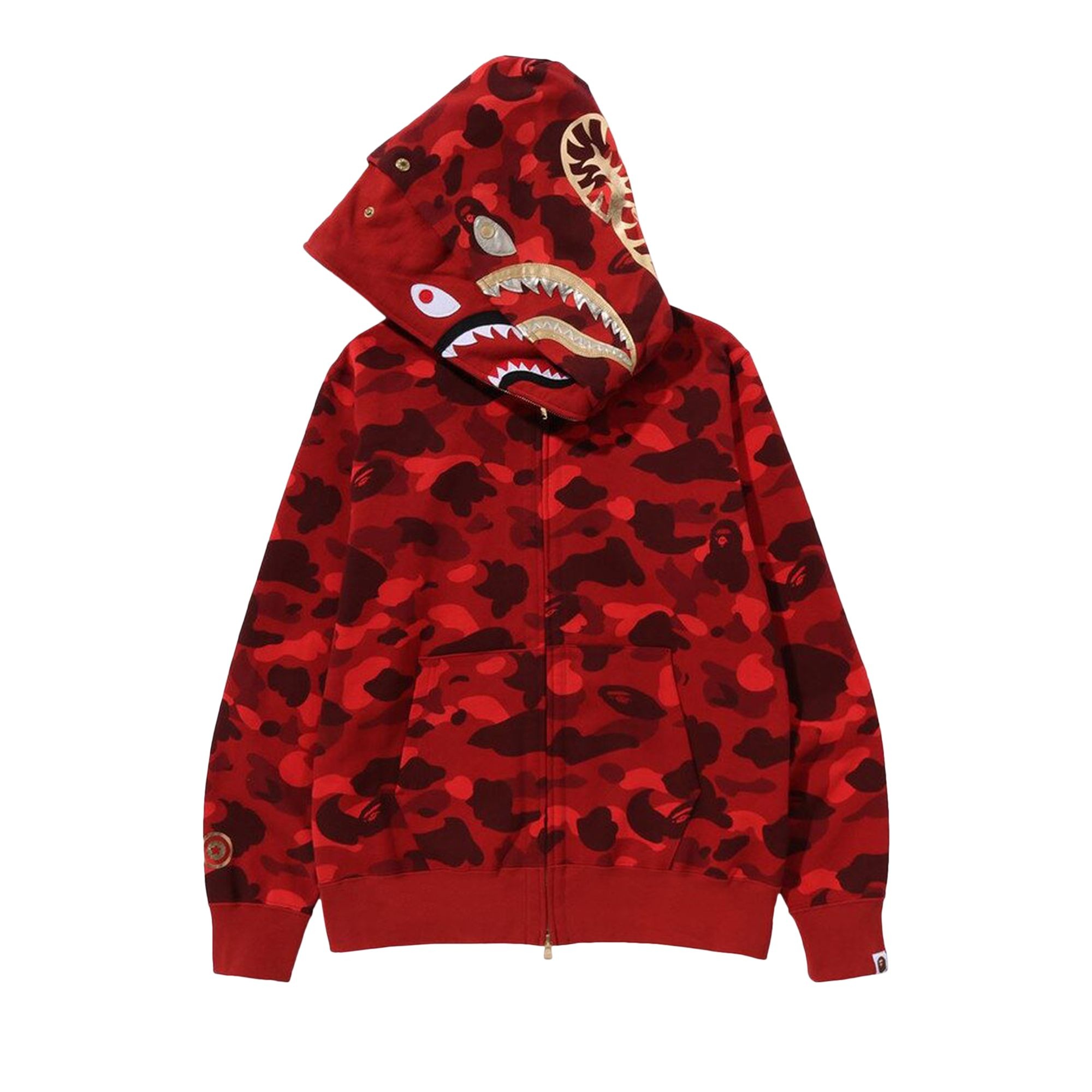 BAPE Color Camo Double Shark Full Zip Hoodie 'Red' - 3