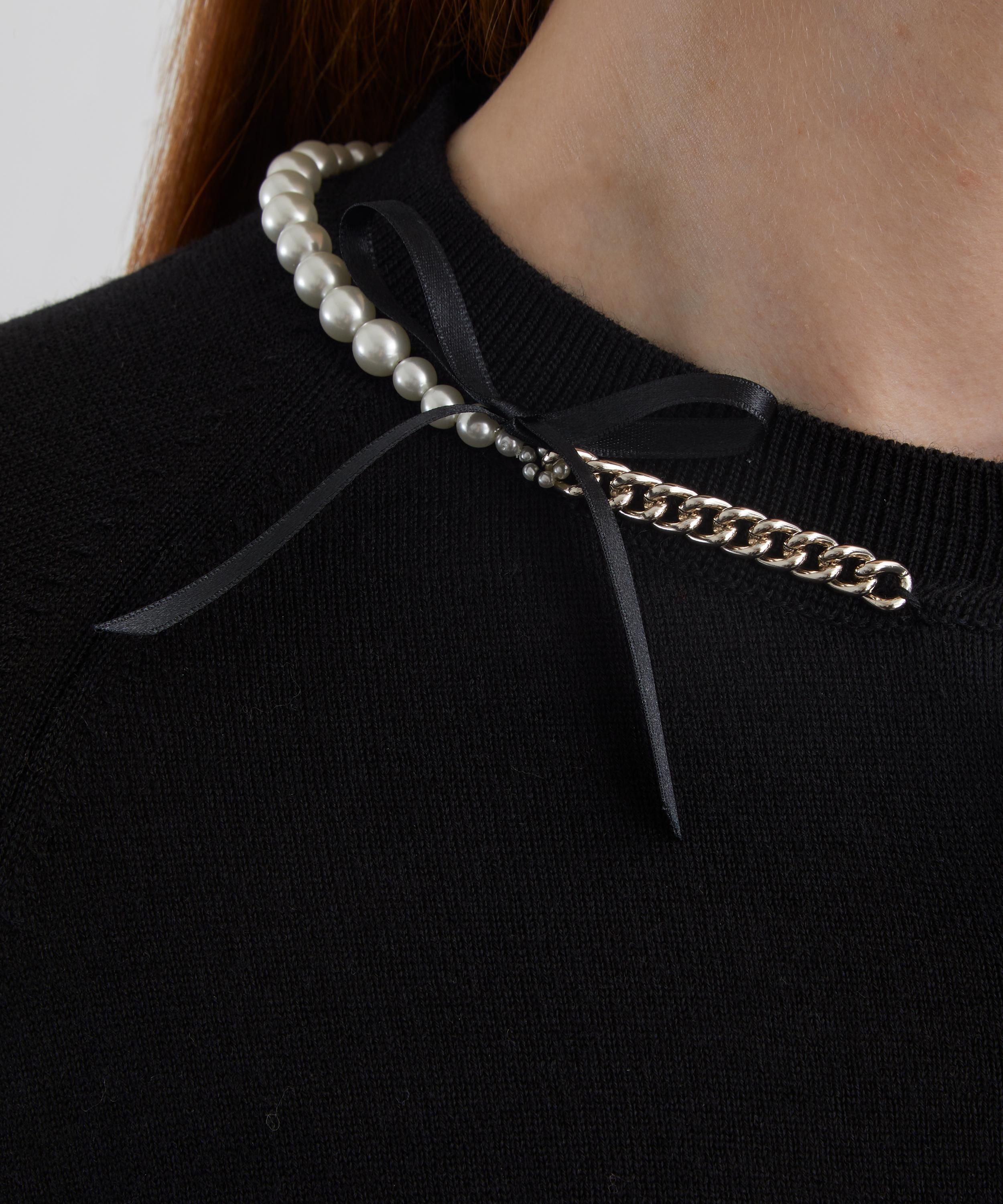 Pearl and Chain Bow Cardigan - 5