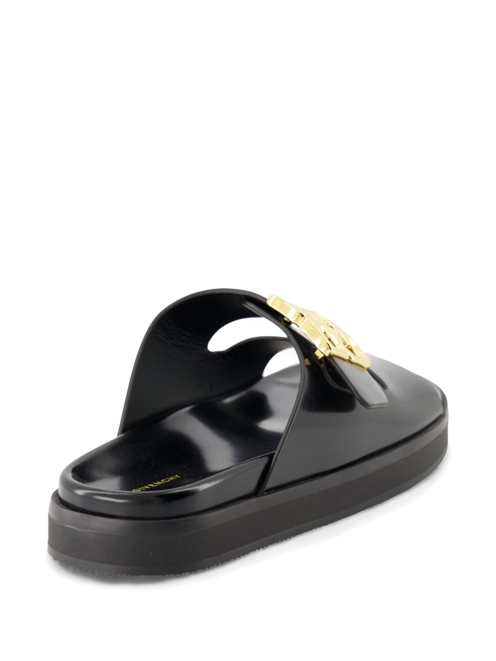 logo-plaque leather slides - 4