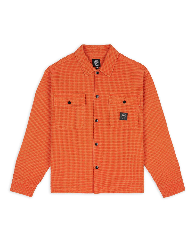 Waffle Button Front Shirt - Terracotta 1