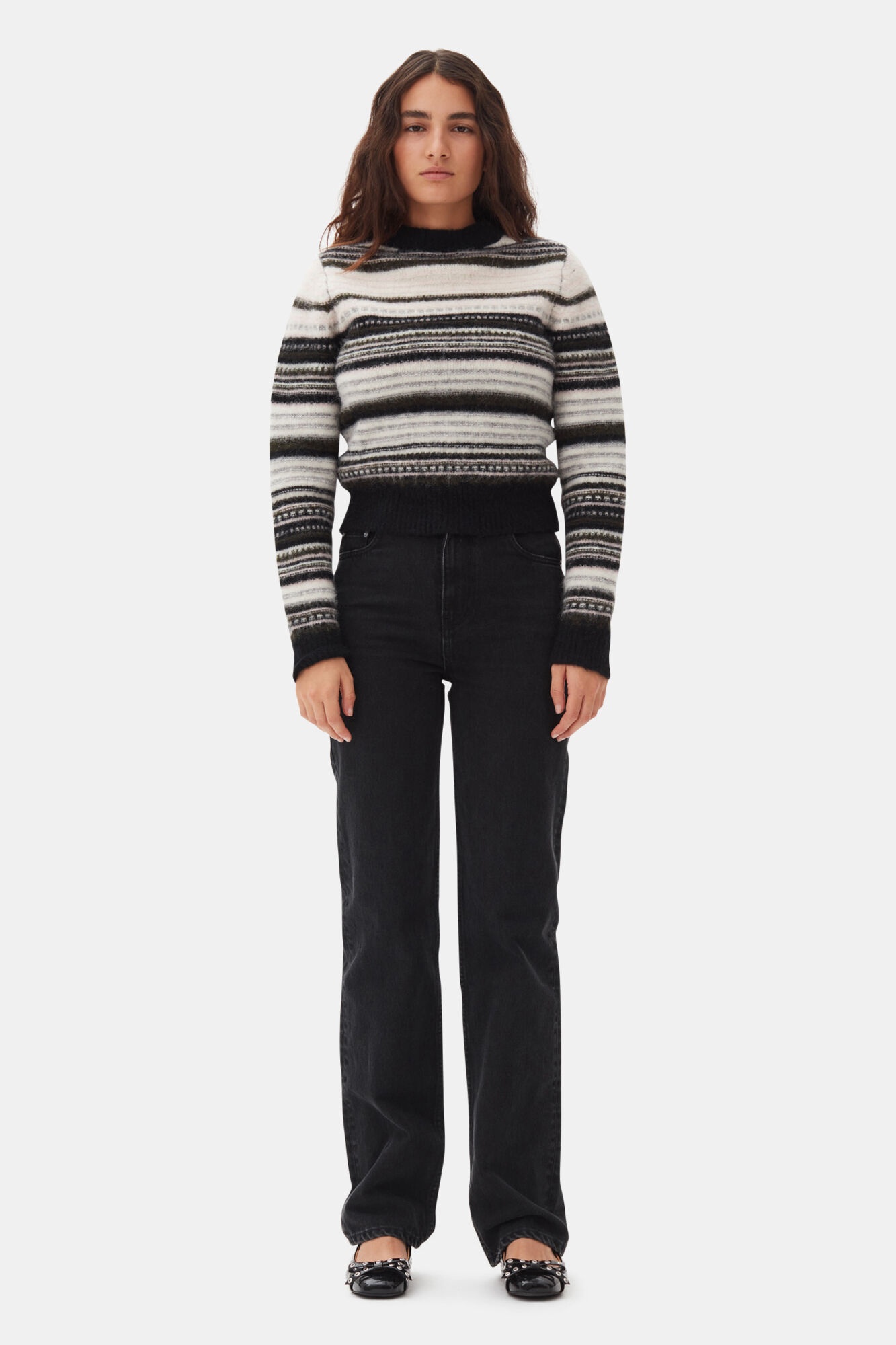 STRIPED O-NECK SWEATER - 3