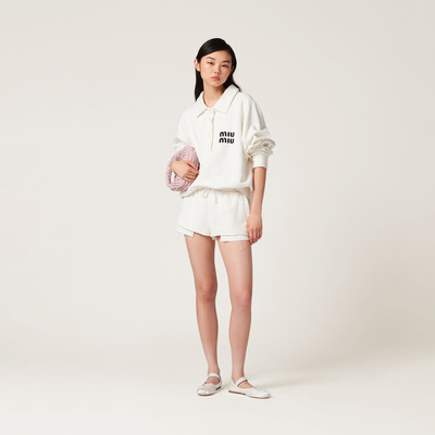 Miu Miu Embroidered cotton shorts outlook