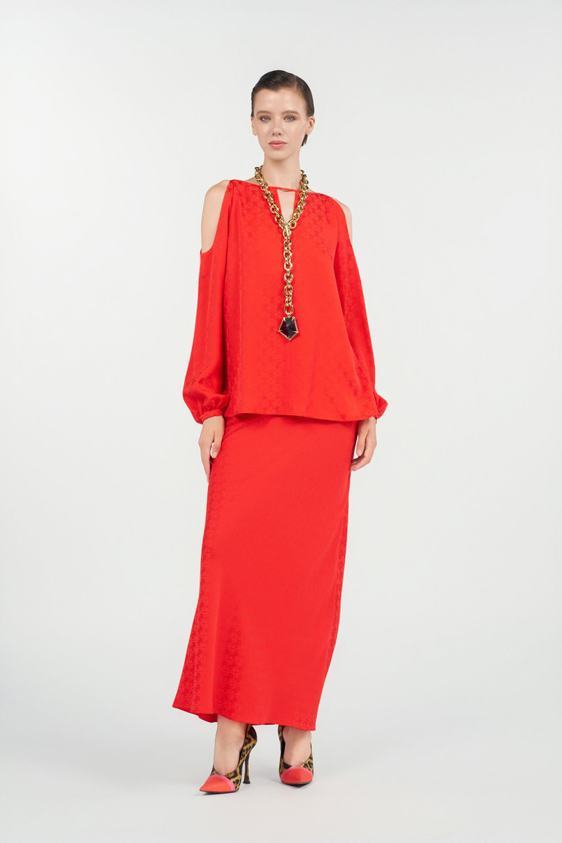 Roberto Cavalli Long Skirt with Jacquard Monogram Print outlook