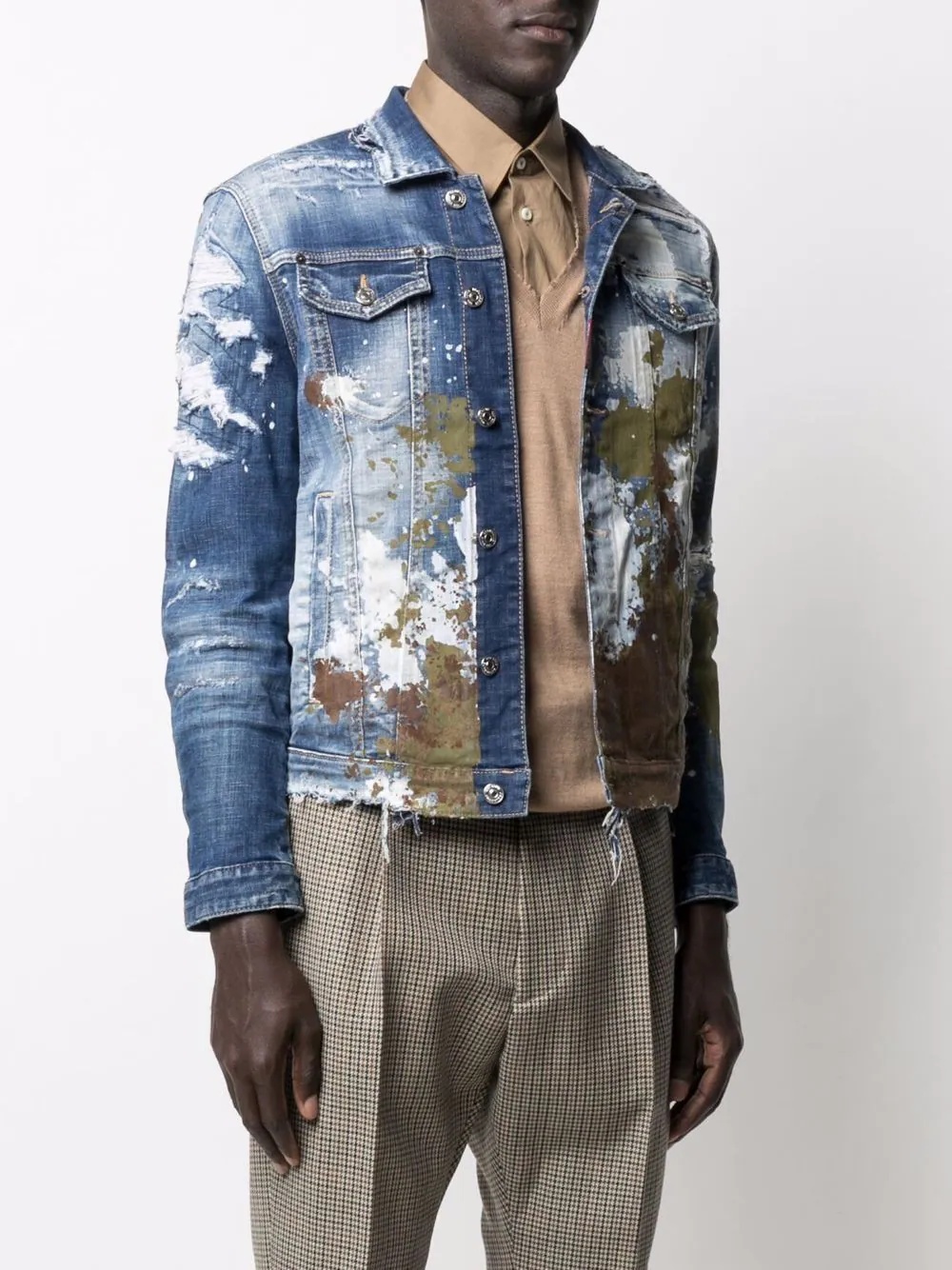 distressed-effect denim jacket - 3