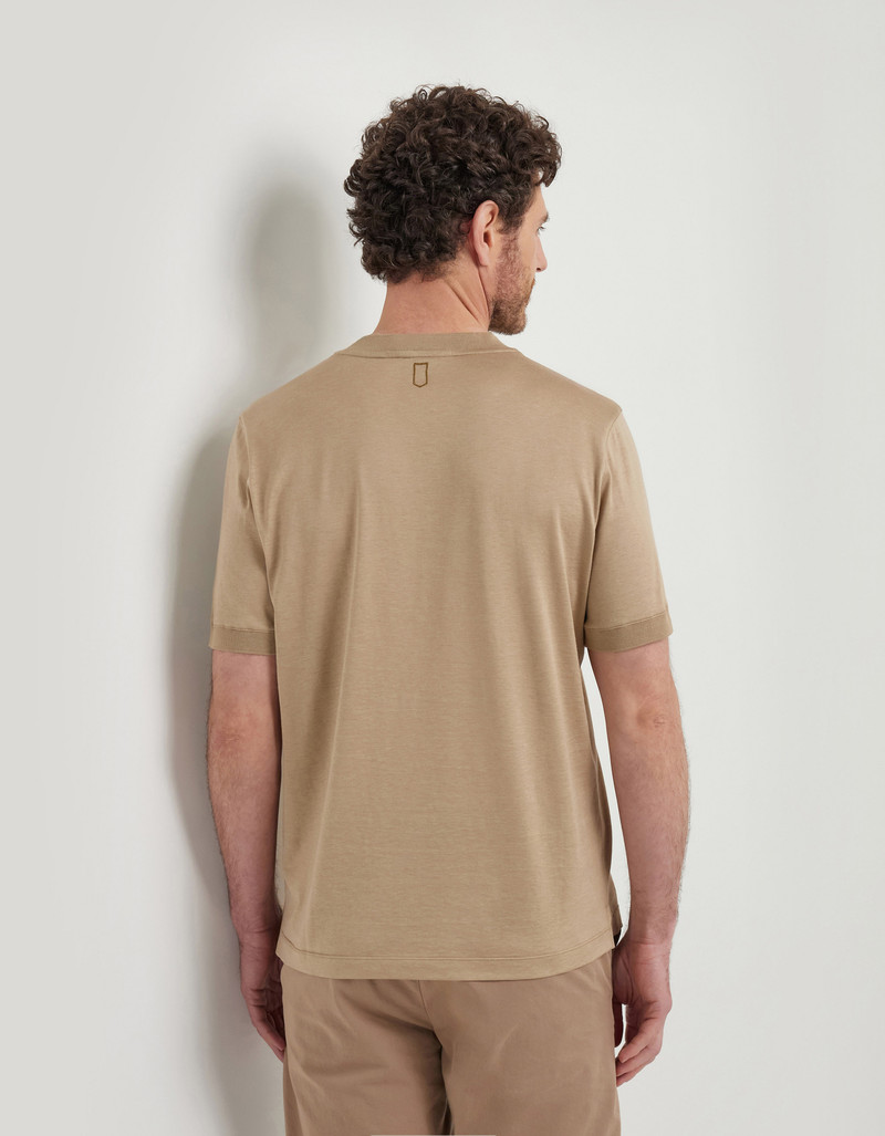 SABLE COTTON AND SILK JERSEY T-SHIRT WITH RIBBED COLLAR AND CUFFS 3