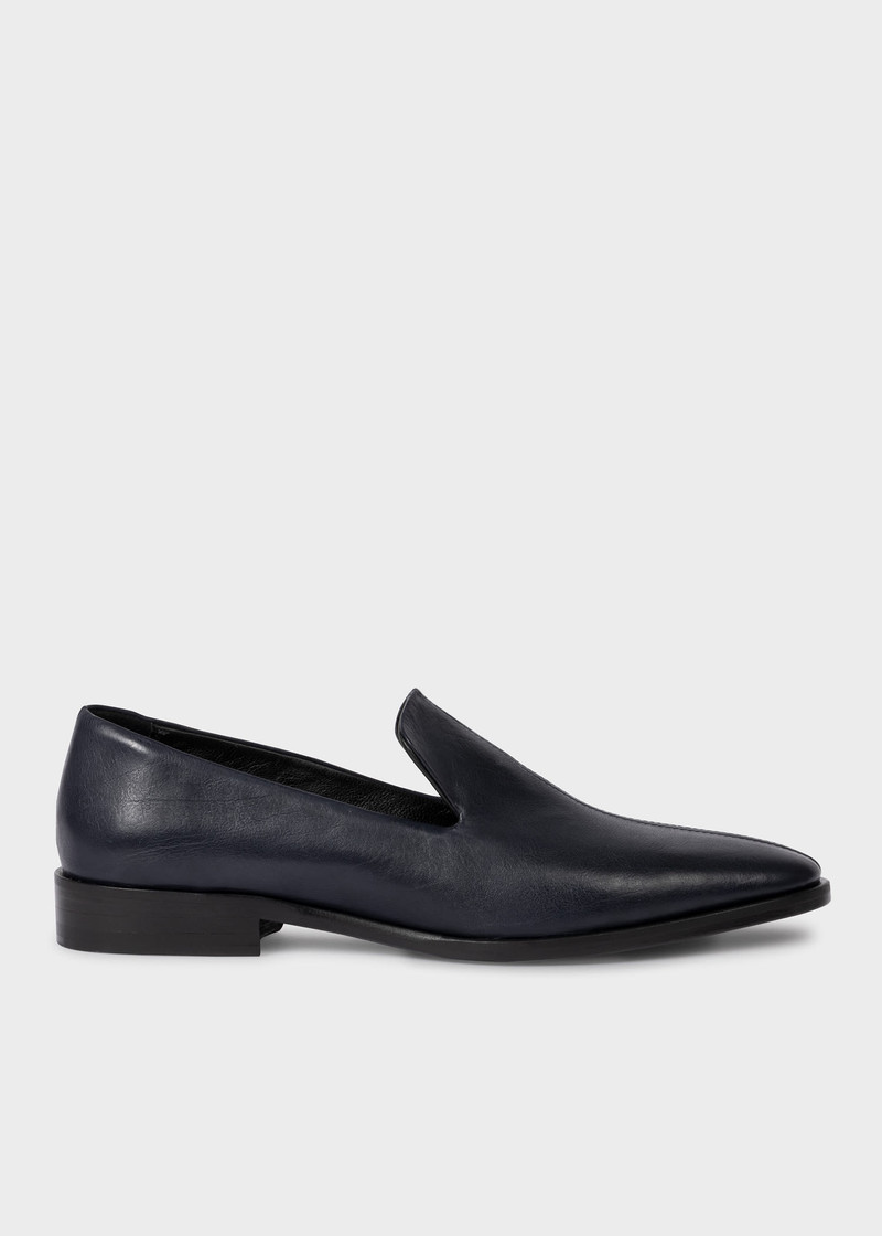 Navy Blue 'Addis' Leather Loafers 1