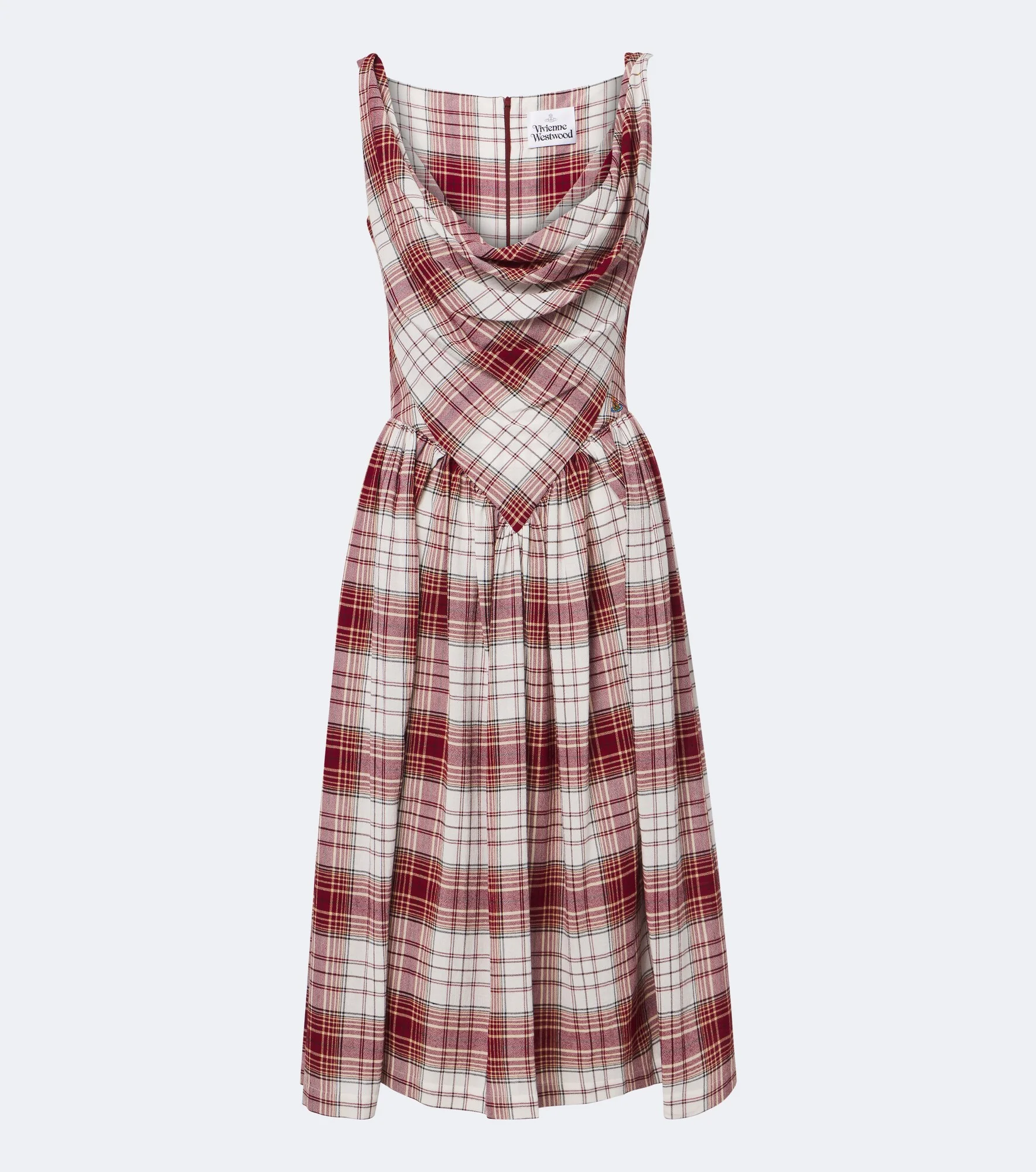 Sunday draped tartan crêpe midi dress - 1