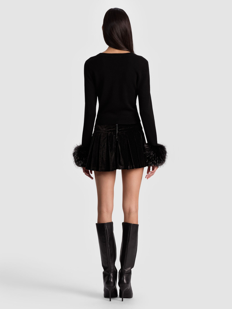 Alice + Olivia DOLLIE FAUX FUR CUFF CARDIGAN outlook