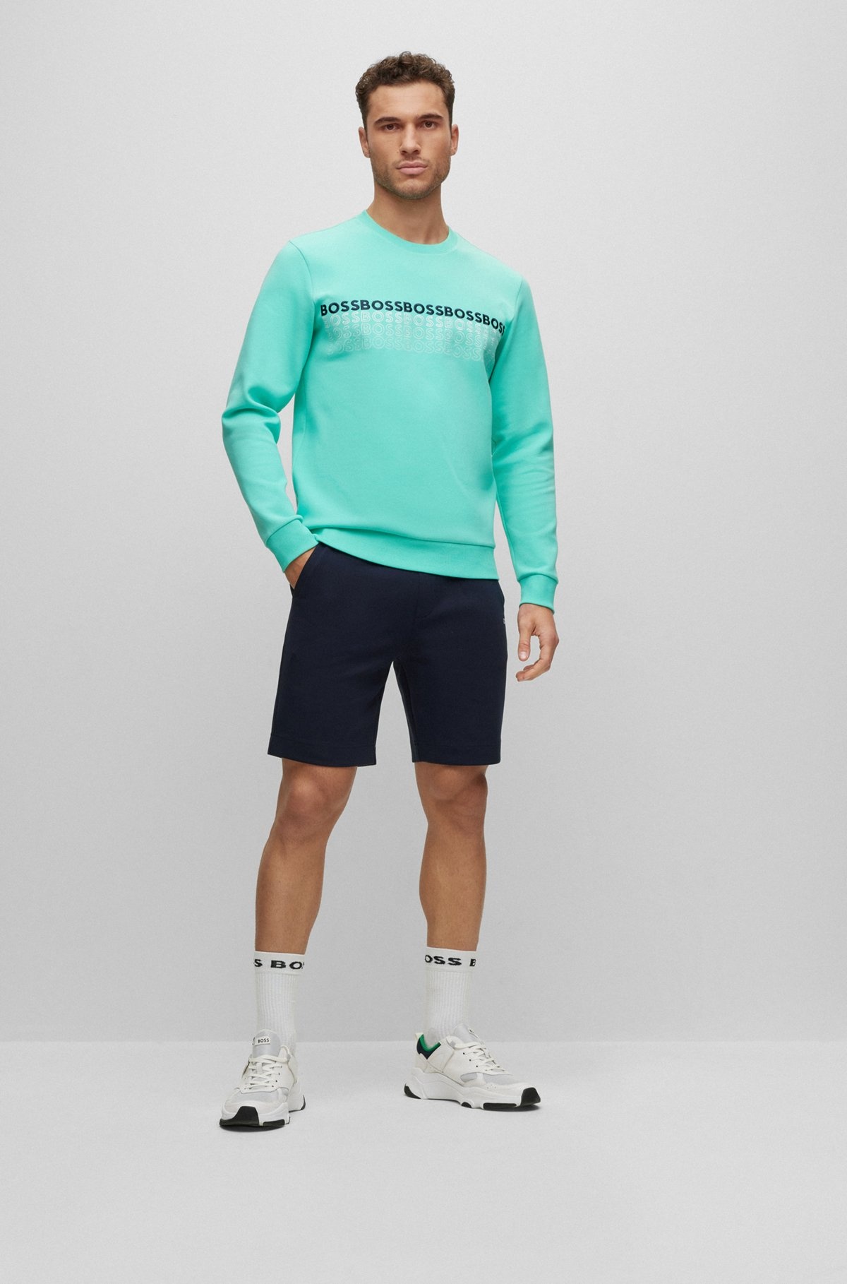 COTTON-BLEND REGULAR-FIT SHORTS WITH EMBROIDERED LOGOS - 4