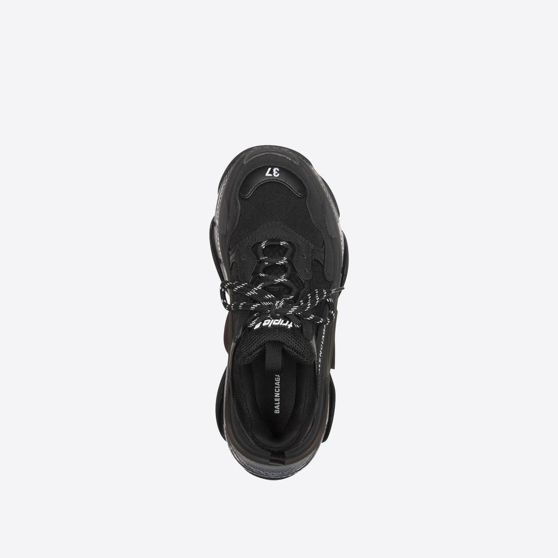Women's Triple S Clear Sole Sneaker in Black/ivory - 5