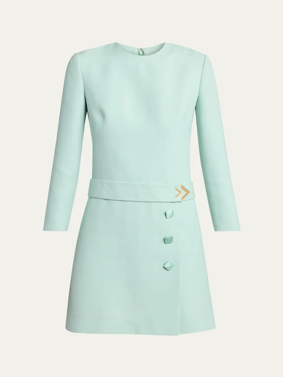 Crepe Couture Belted VLogo Mini Dress - 1