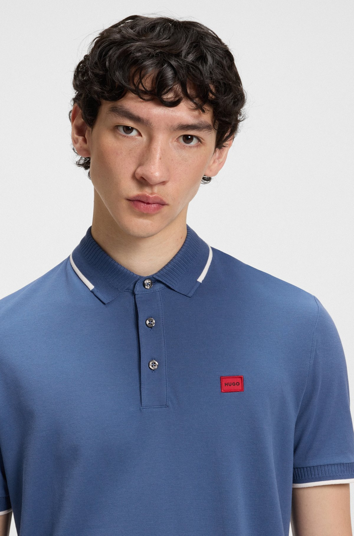 SLIM-FIT POLO SHIRT WITH RED LOGO LABEL - 3
