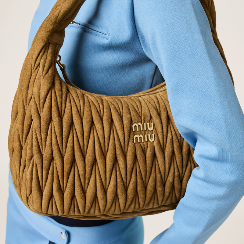 Wander matelassé suede bag 5