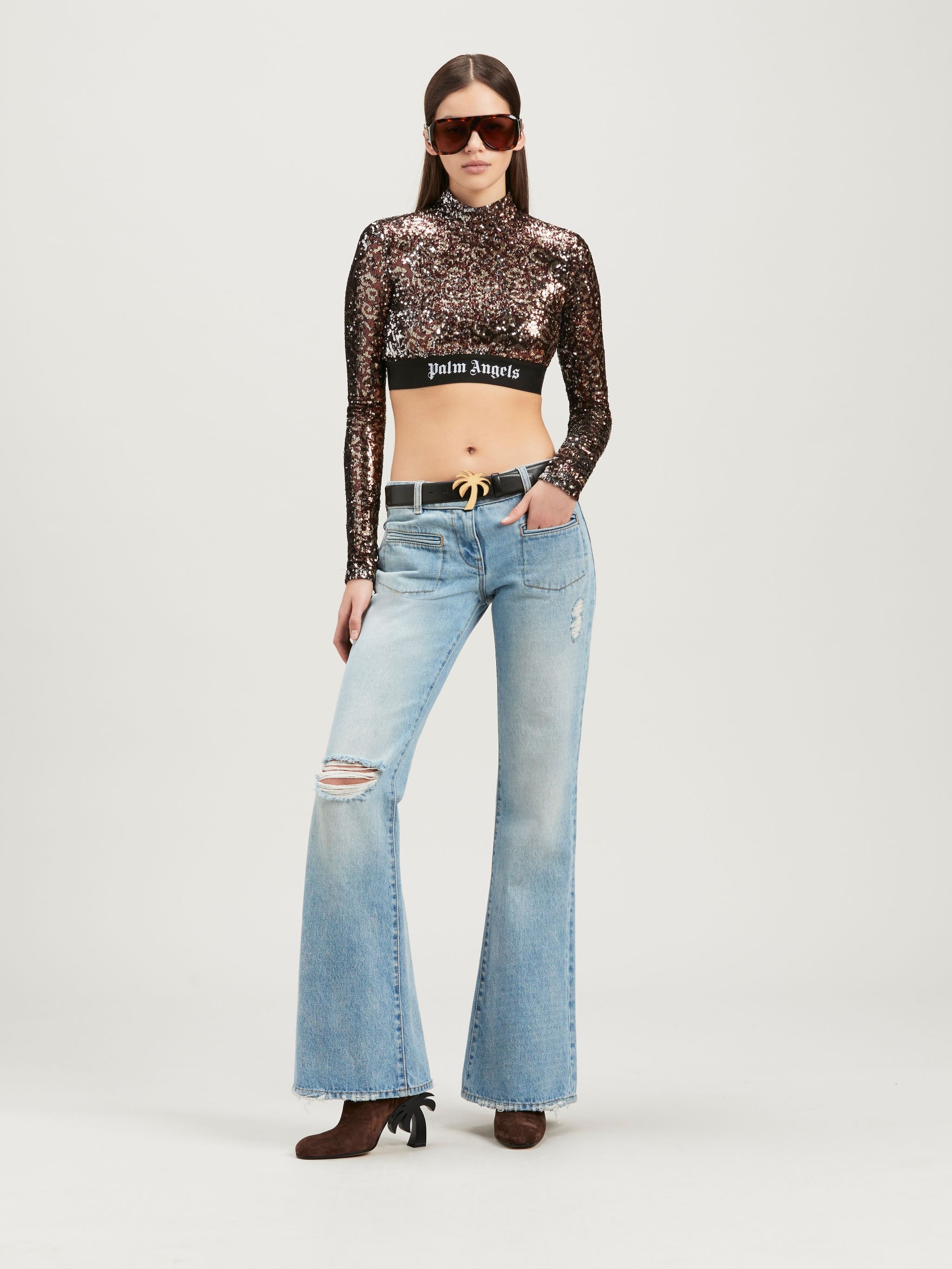 Logo Tape Sequins Top - 2