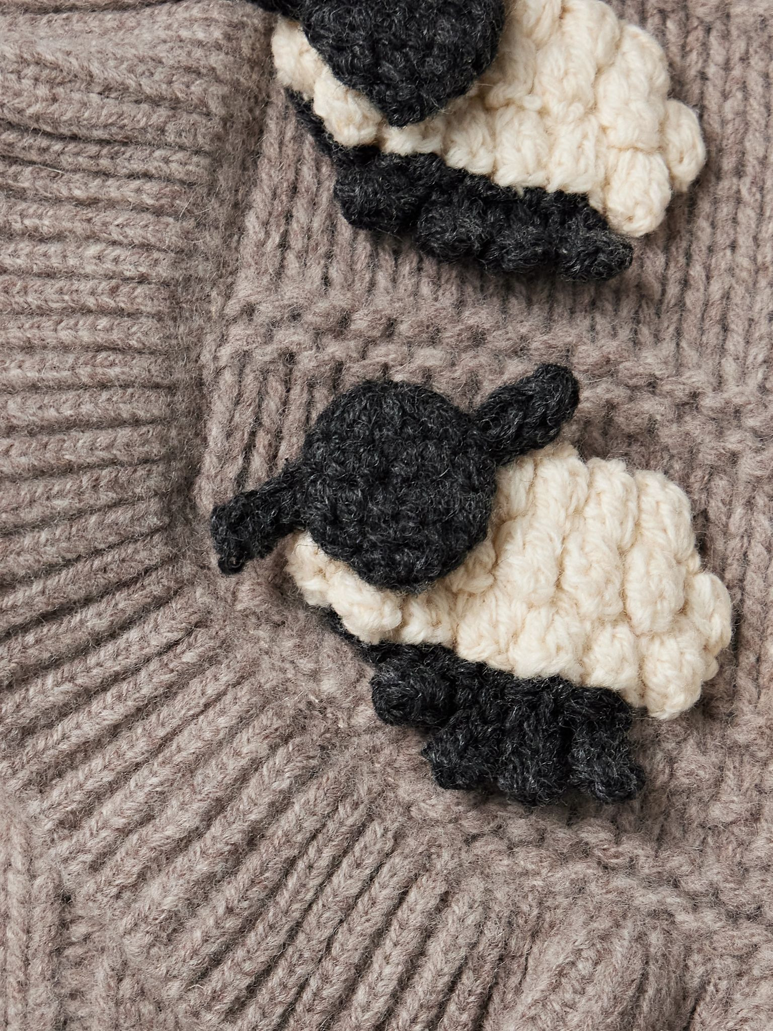 Benny appliquéd cable-knit wool cardigan Taupe - 4
