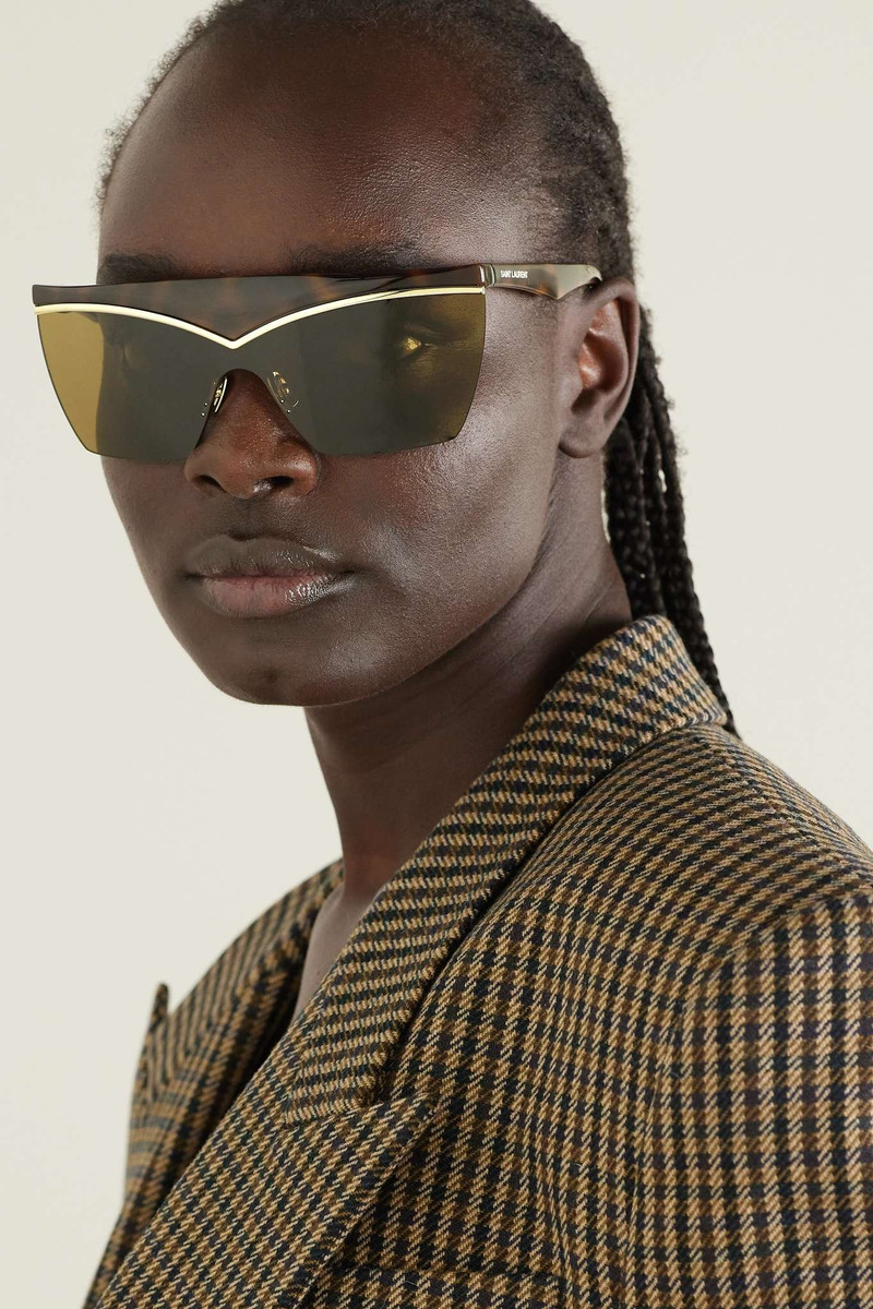 SAINT LAURENT D-frame gold-tone and tortoiseshell acetate sunglasses outlook