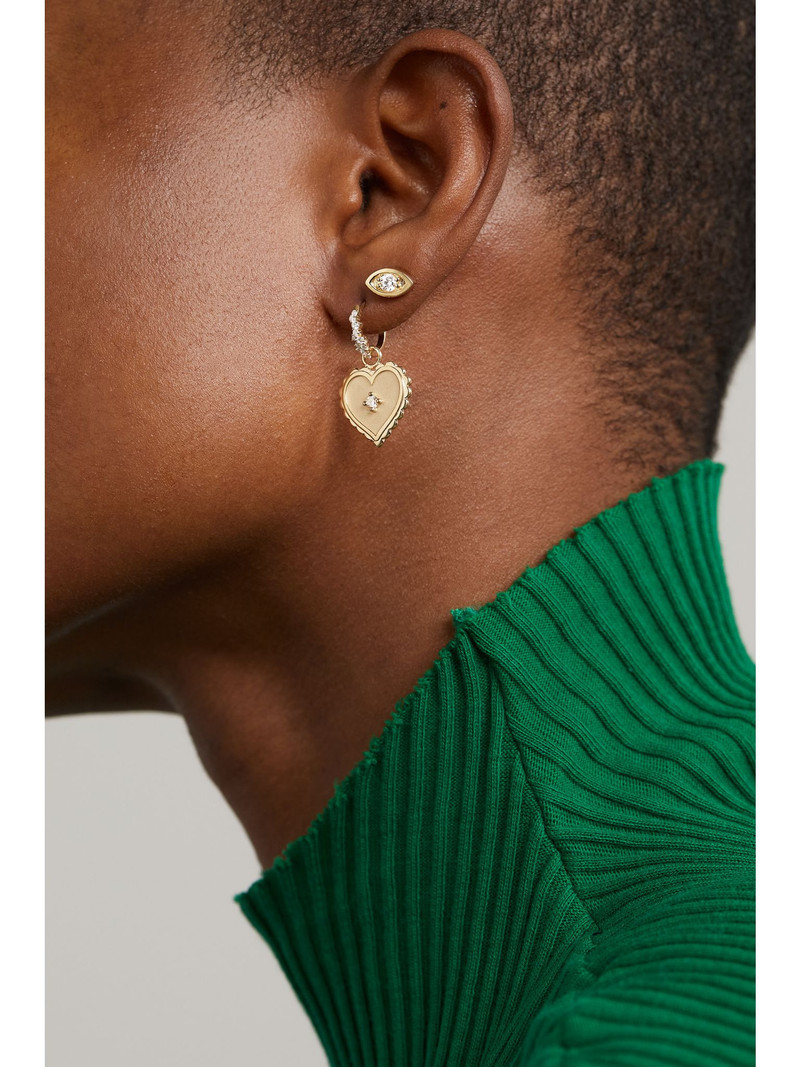SYDNEY EVAN Evil Eye 14-karat gold diamond earrings Gold outlook