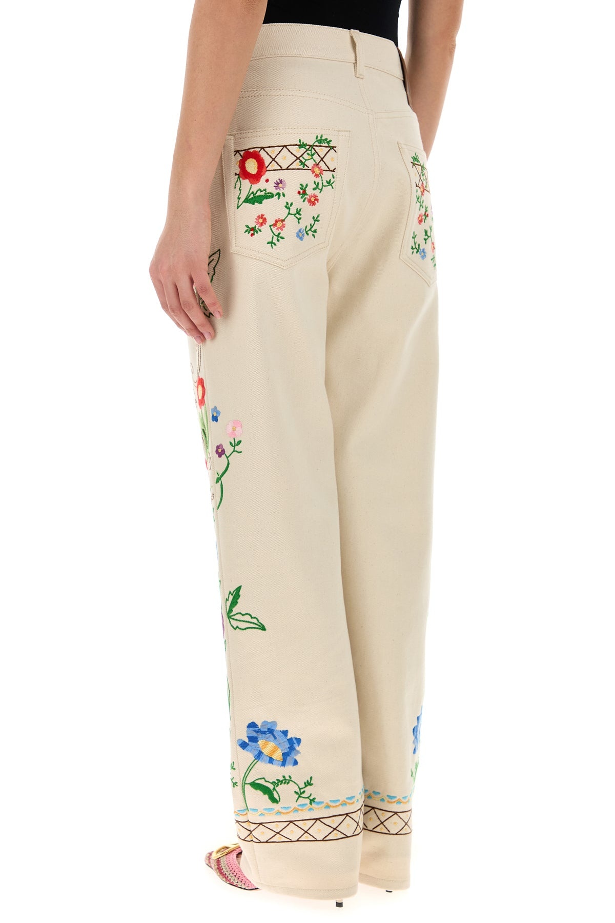 Melange ivory denim jeans - 4