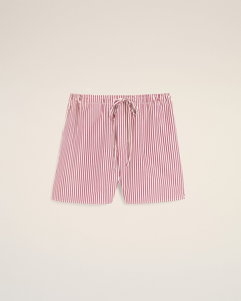 RED STRIPED COTTON SHORTS WITH AMI DE COEUR ARROW 1