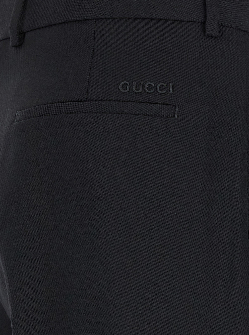 Gucci Men Black Straight Pants With Tonal Logo Lettering In Wool Man - 4