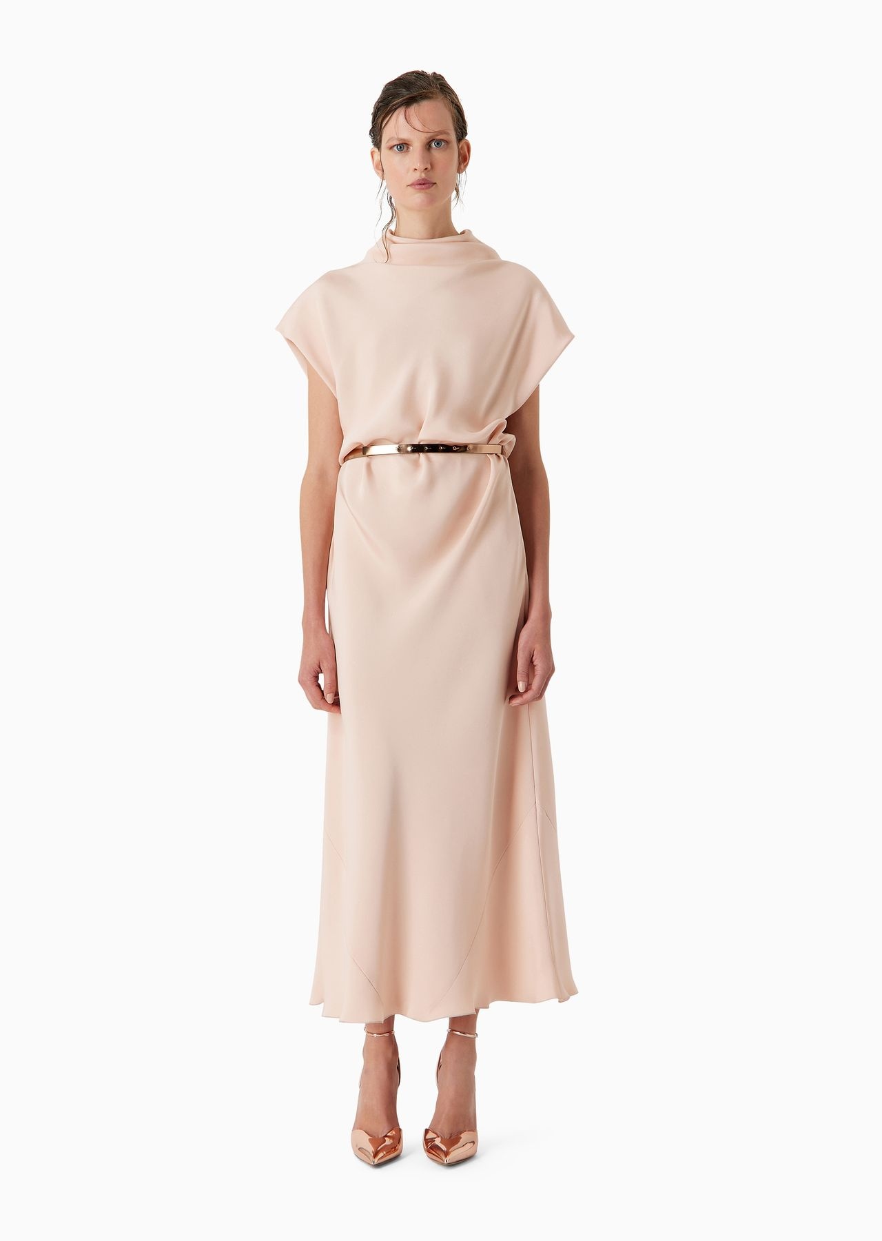 ワンピース GIORGIO ARMANI MAROCAIN GLITTERY SILK LONGUETTE DRESS GIORGIO ARMANI Marocain glittery silk midi dress | REVERSIBLE