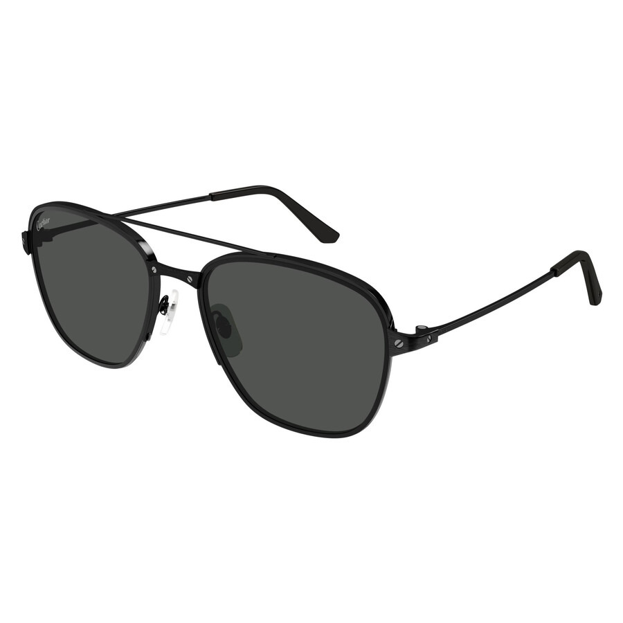 Cartier Santos de Cartier Smoke Pilot Men's Sunglasses CT0326S 005 57 - 1