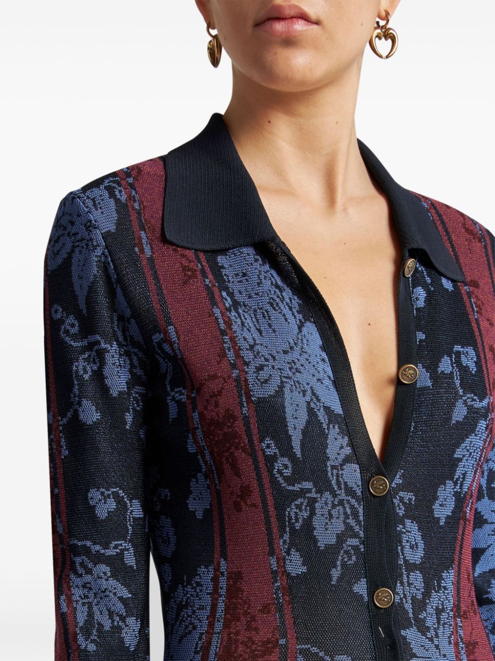 floral jacquard maxi cardigan - 4