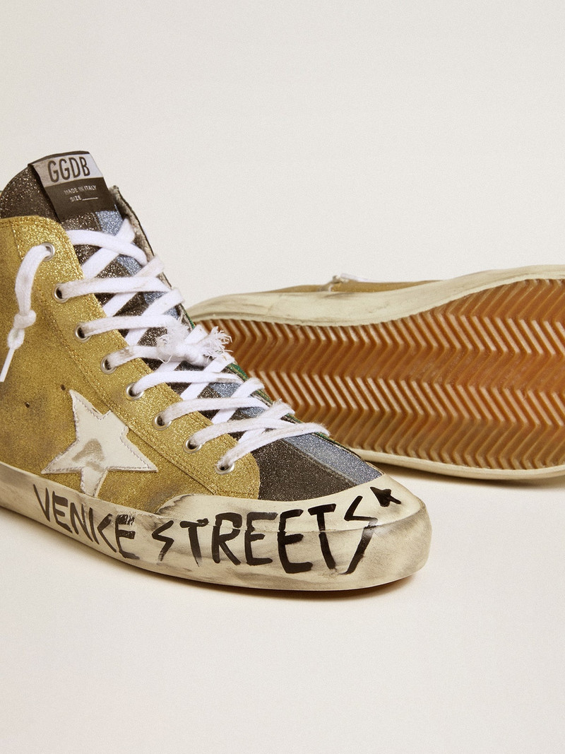 Men’s Francy LAB in golden glitter with white leather star 3