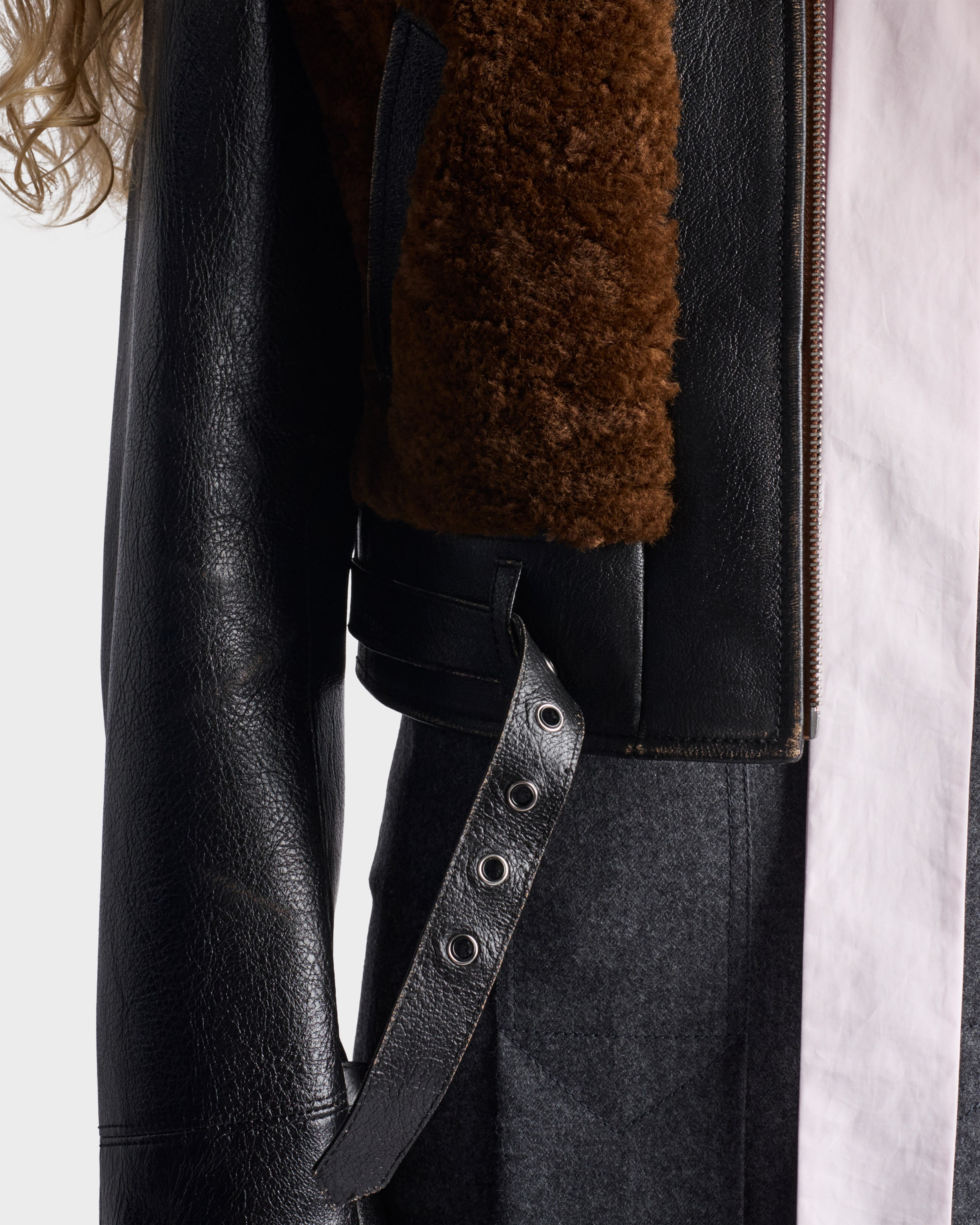Leather and shearling jacket - 6