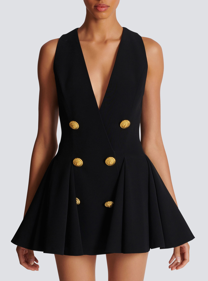 Pleated flared crepe dress 5