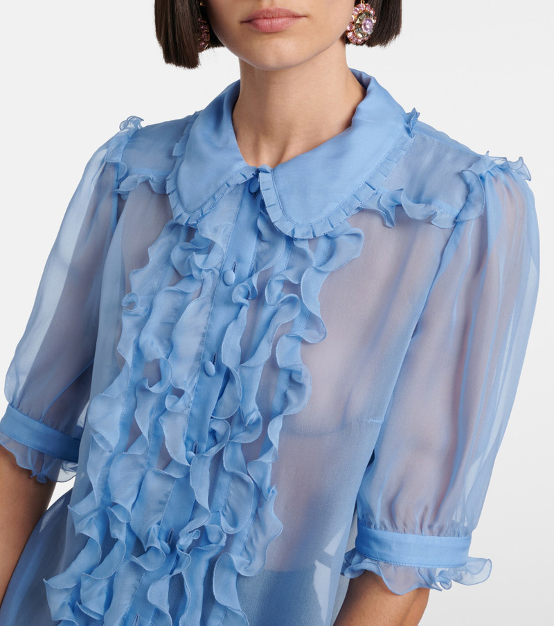 Ruffled semi-sheer silk blouse 3