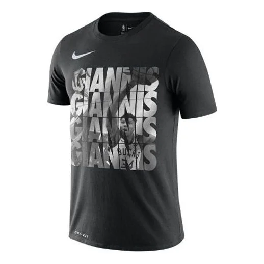 Nike Dri-FIT NBA Milwaukee Bucks Alphabet Basketball Sports Quick Dry Short Sleeve Black BV8521-011 - 1