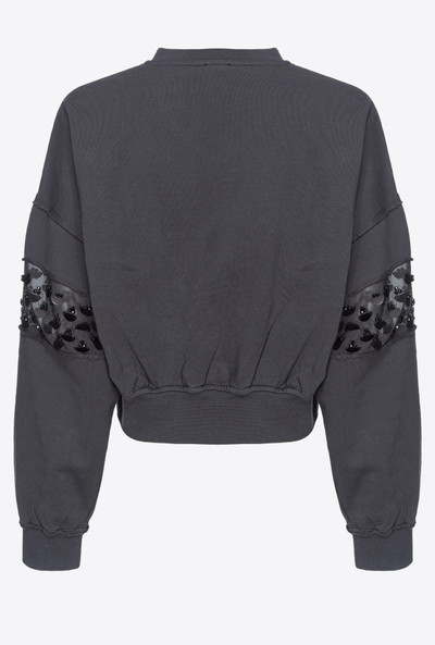 PINKO SHORT SWEATSHIRT WITH HAND-EMBROIDERED DETAIL outlook