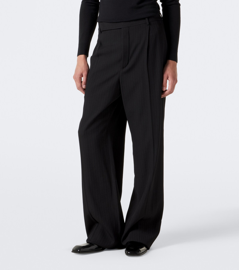 Pinstripe wool-blend wide-leg pants 3